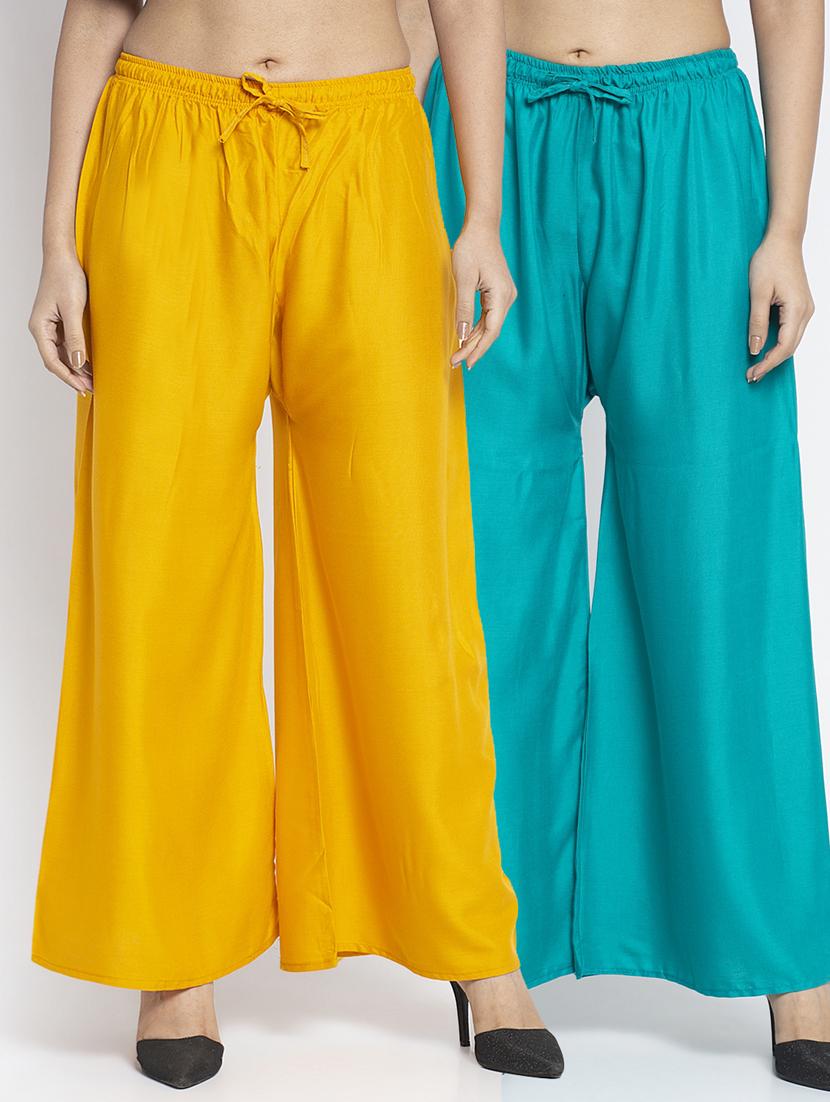 pack of 2 solid flared palazzo - 18984450 -  Zoom Image - 0