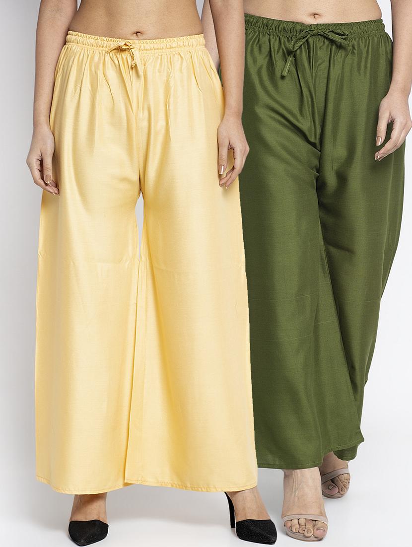 pack of 2 solid flared palazzo - 18984455 -  Zoom Image - 0