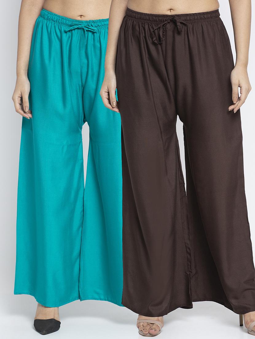 pack of 2 solid flared palazzo - 18984460 -  Zoom Image - 0