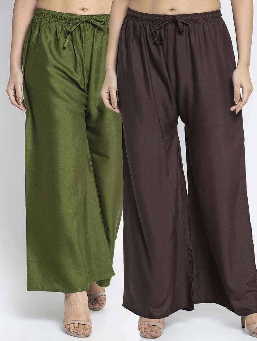 pack of 2 solid flared palazzo