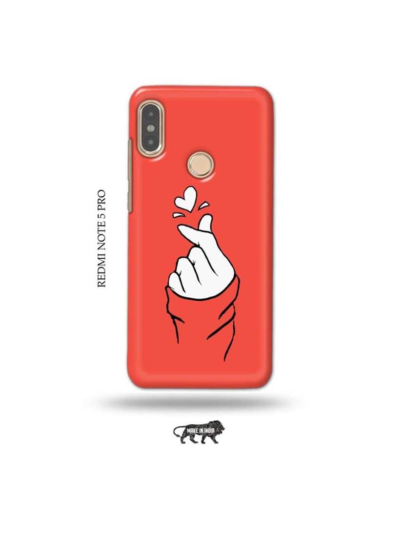 korean heart gesture pink back cover compatible with redmi note pro