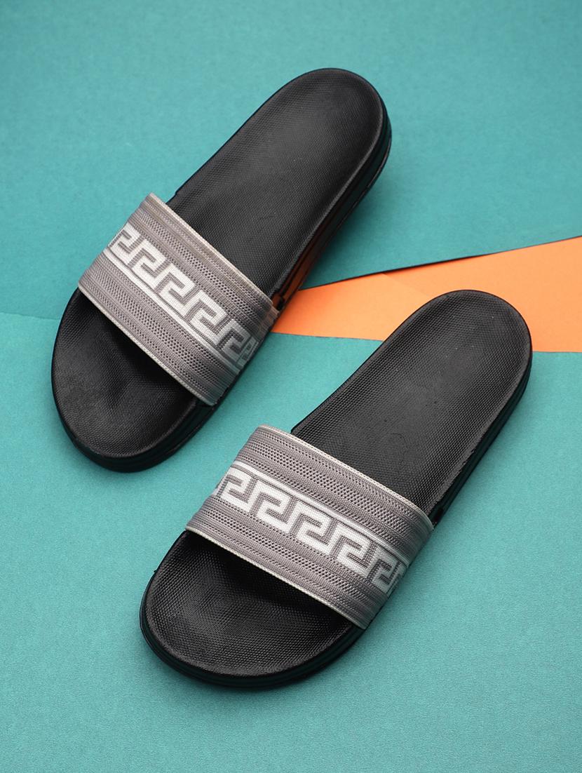 grey synthetic & mesh slip on flip flops - 19010303 -  Zoom Image - 0