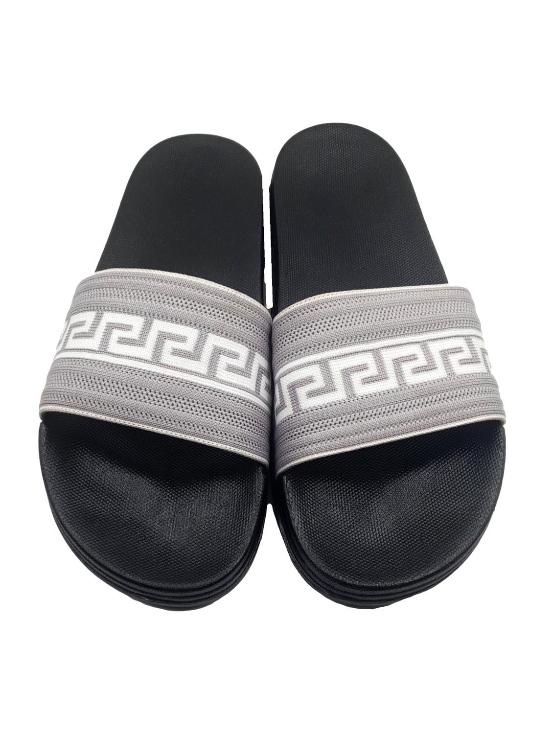 grey synthetic & mesh slip on flip flops - 19010303 - Standard Image - 3