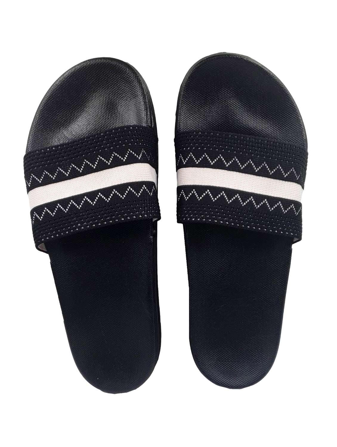 black synthetic & mesh slip on flip flops - 19010320 - Standard Image - 3
