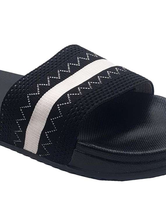 black synthetic & mesh slip on flip flops - 19010320 - Standard Image - 5
