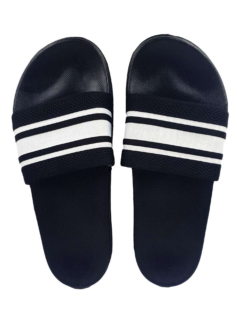 black synthetic & mesh slip on flip flops - 19010326 - Standard Image - 3