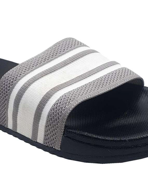 grey synthetic & mesh slip on flip flops - 19010327 -  Standard Image - 5