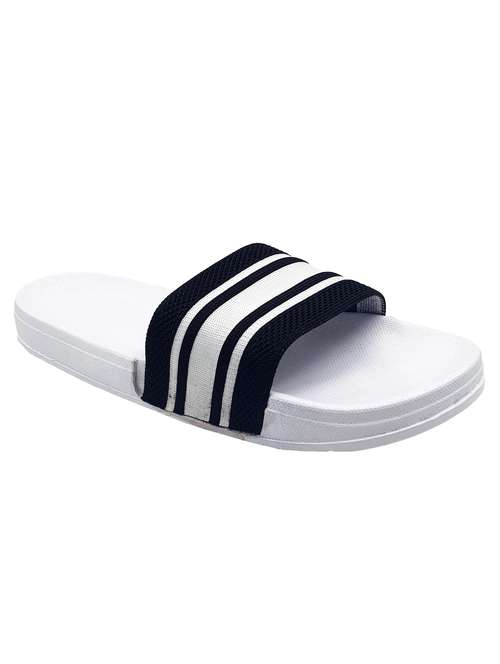 white synthetic & mesh slip on flip flops - 19010328 -  Standard Image - 0
