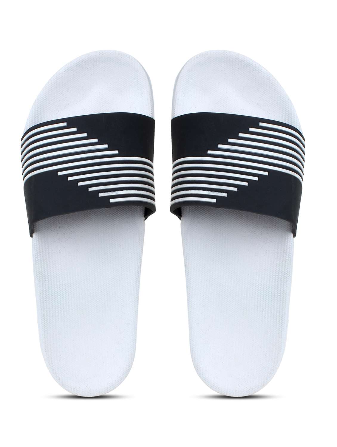 white synthetic & mesh slip on flip flops - 19010349 -  Standard Image - 3