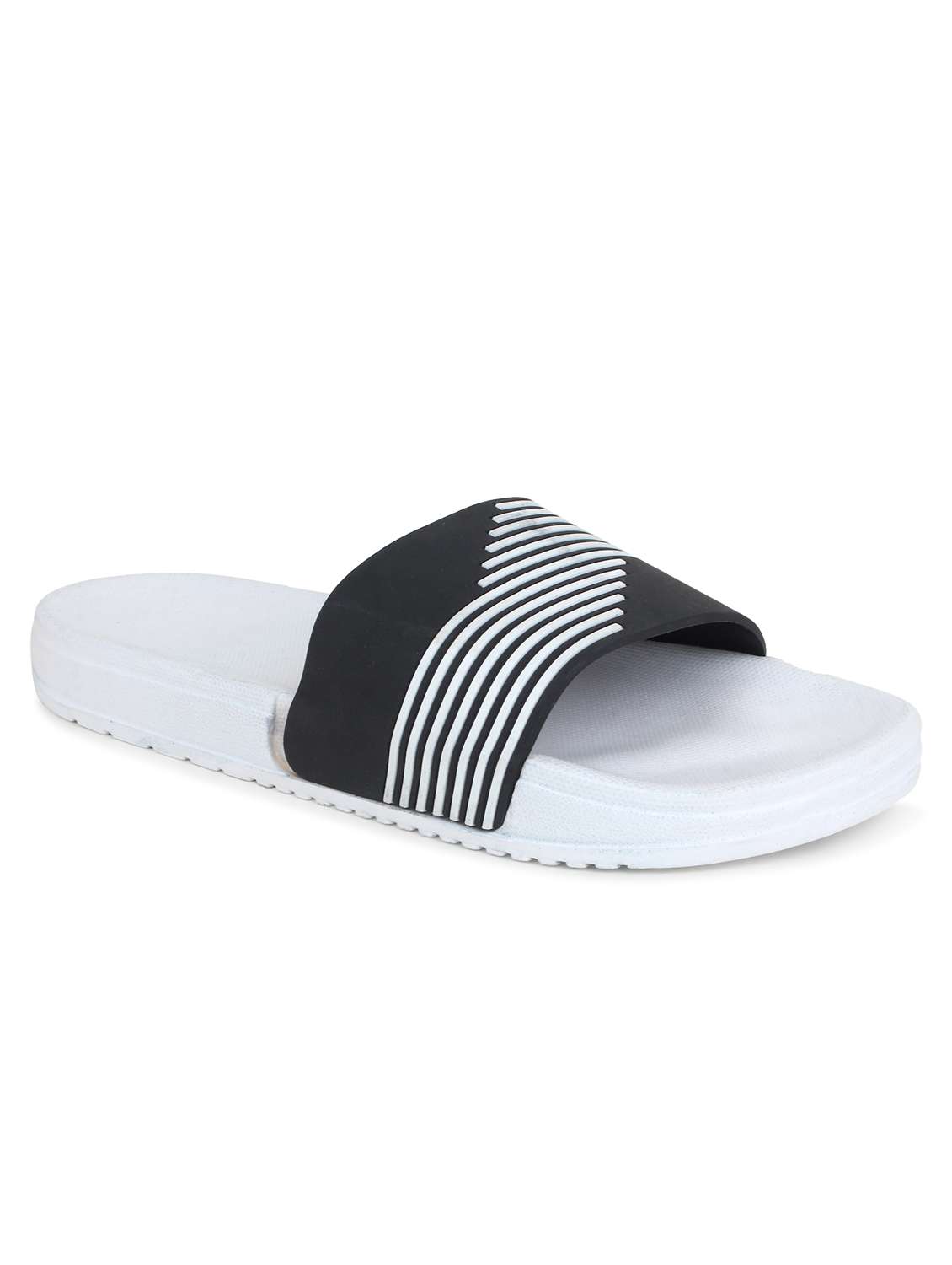 white synthetic & mesh slip on flip flops - 19010349 -  Standard Image - 5