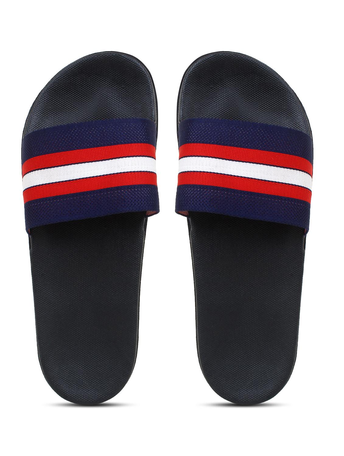 blue synthetic & mesh slip on flip flops - 19010357 - Standard Image - 3