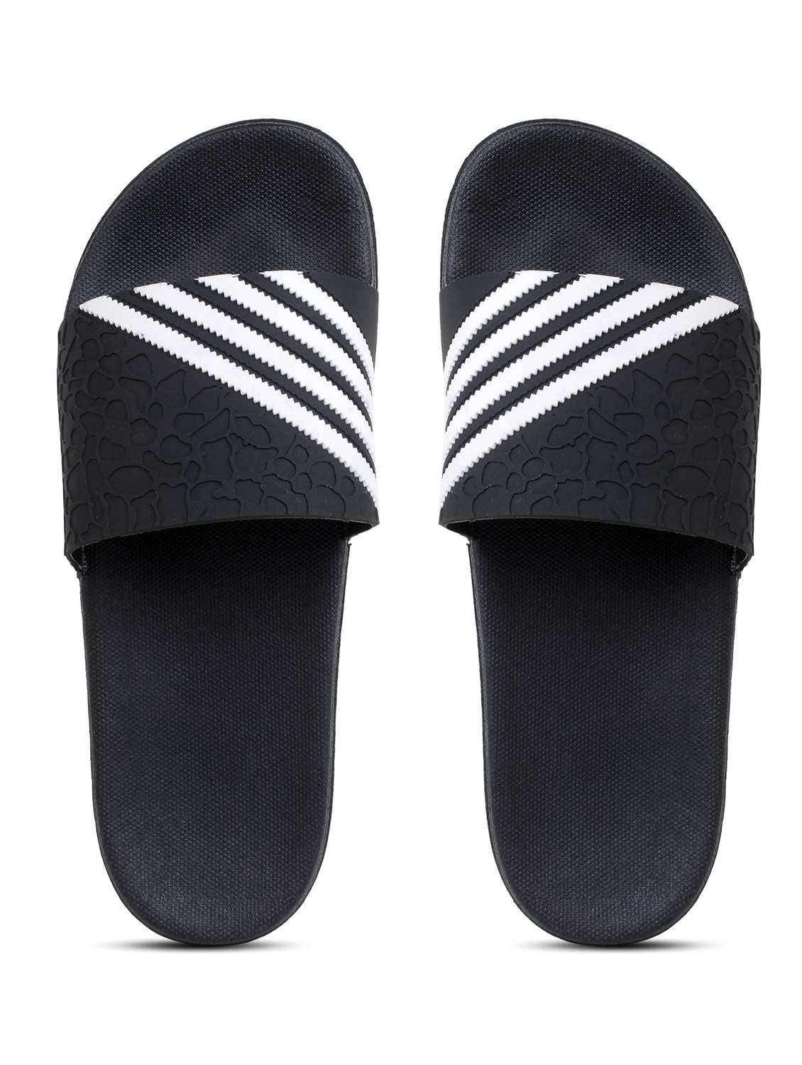 black striped slip on sliders - 19010361 -  Standard Image - 3