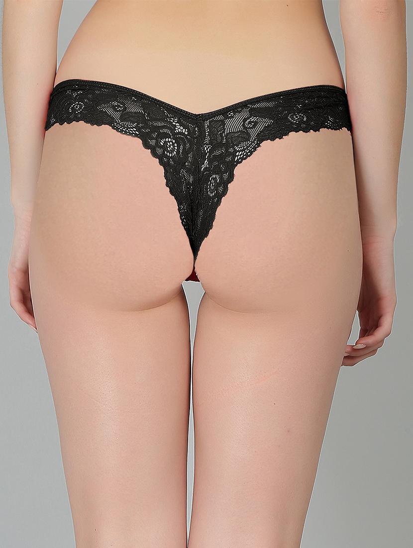 black laced thongs panty - 19010455 - Standard Image - 3