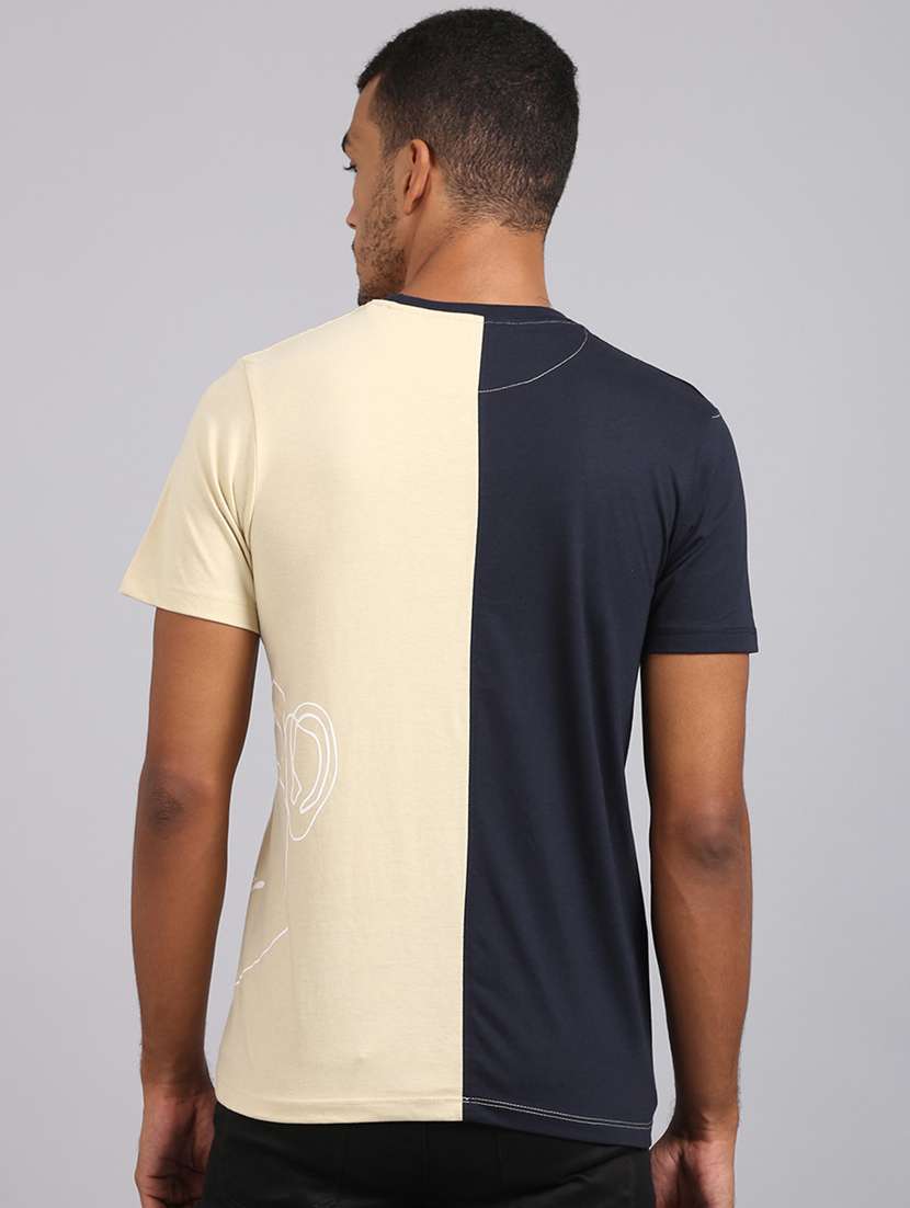 round neck color block t-shirt - 19010479 - Standard Image - 3