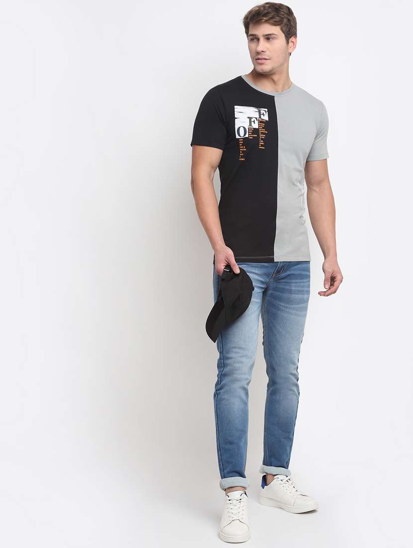 round neck color block t-shirt - 19010480 - Standard Image - 3