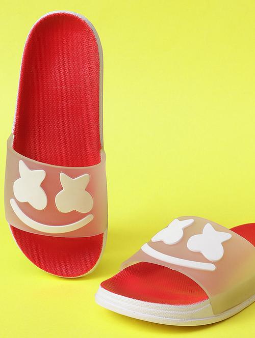 red printed slip on flip flop - 19020832 - Standard Image - 0