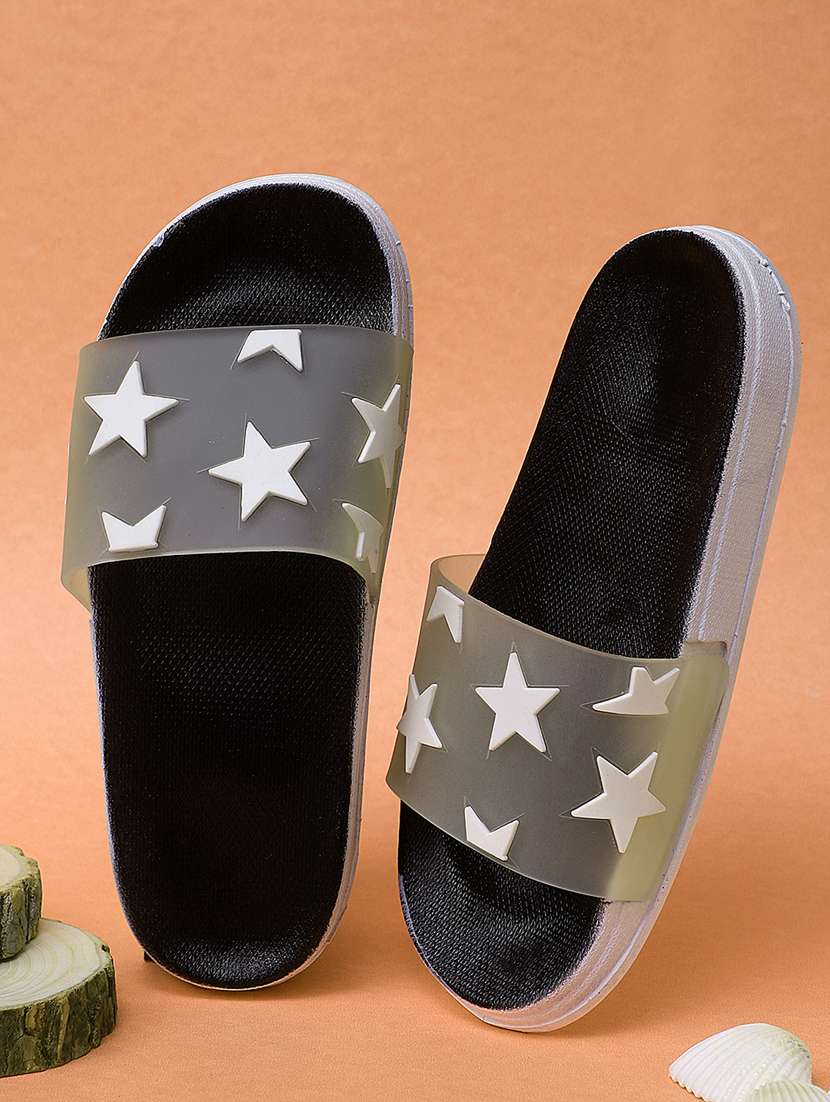 black printed slip on flip flop - 19020835 - Zoom Image - 0