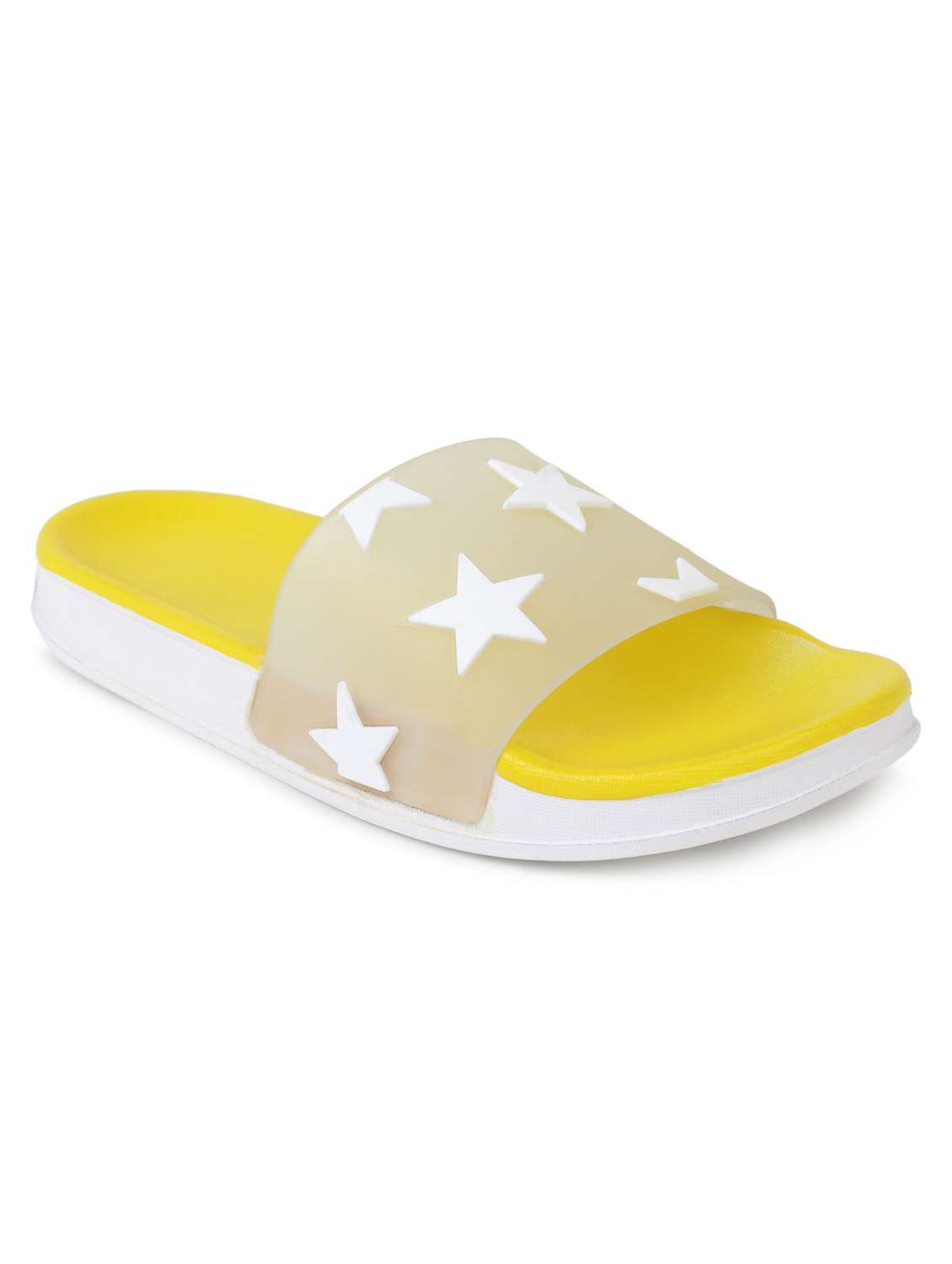 yellow printed slip on flip flop - 19020842 - Standard Image - 5