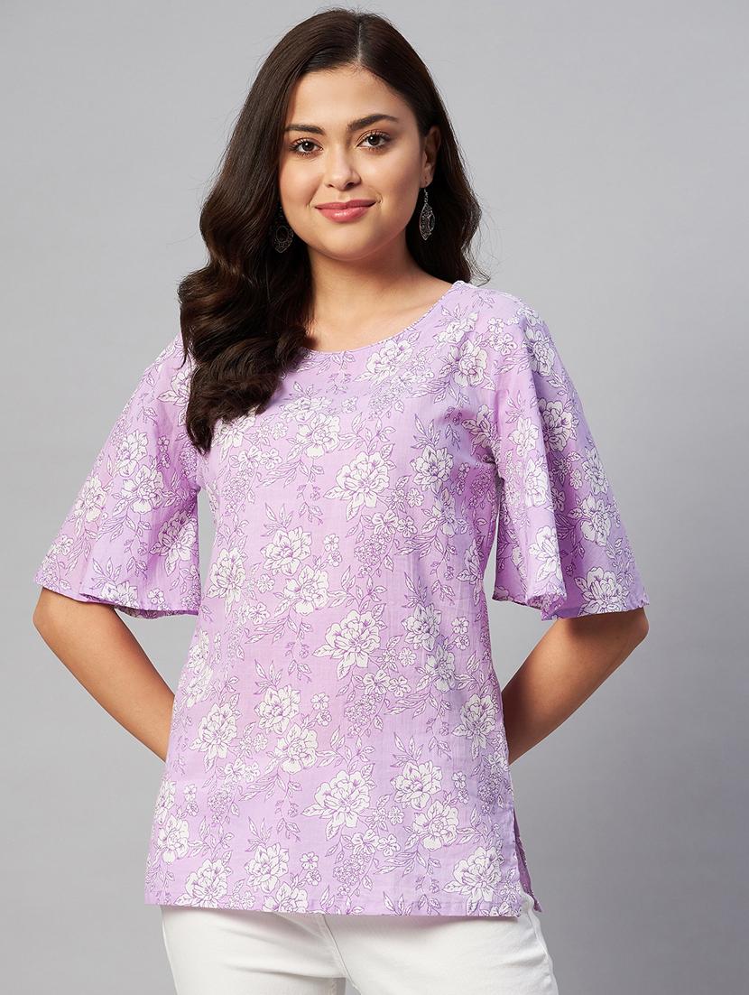 purple printed regular top - 19039310 -  Zoom Image - 0