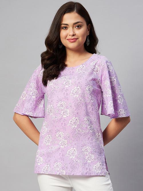 purple printed regular top - 19039392 - Standard Image - 0