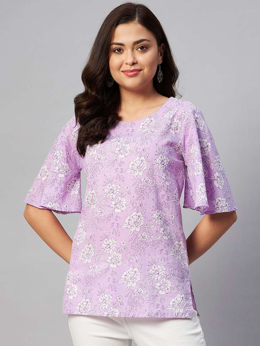 purple printed regular top