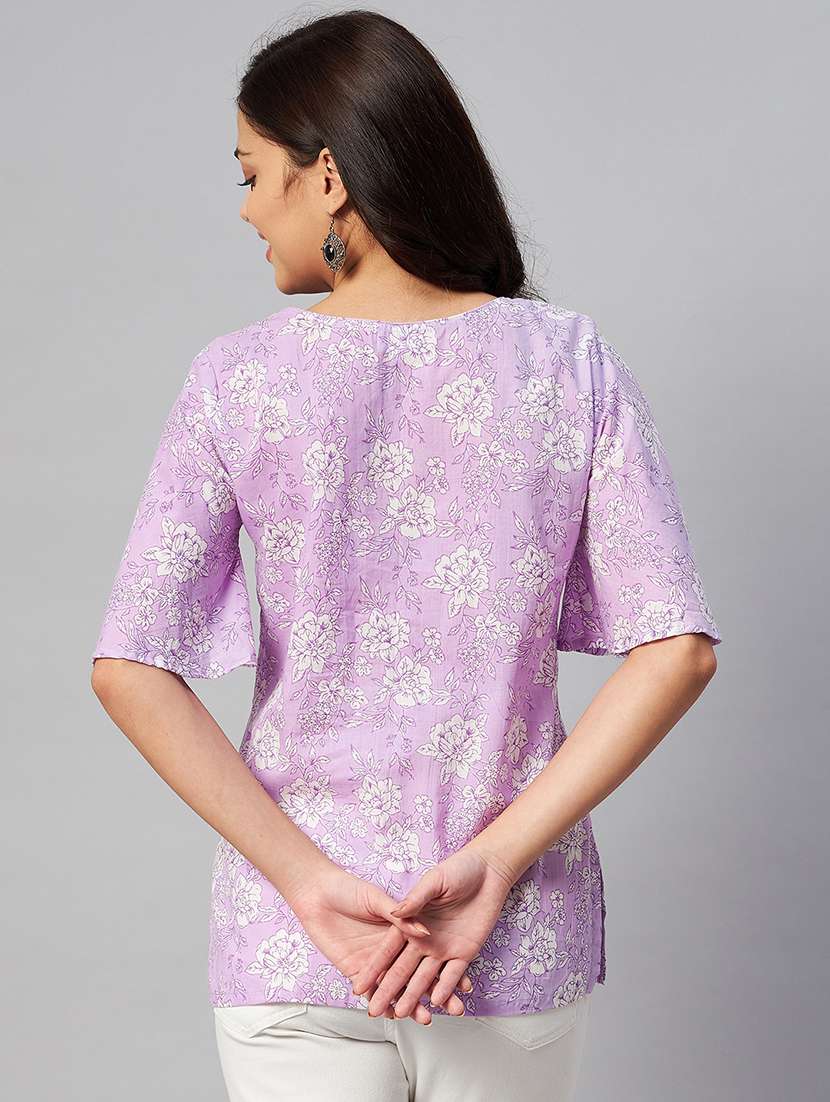 purple printed regular top - 19039392 - Standard Image - 3