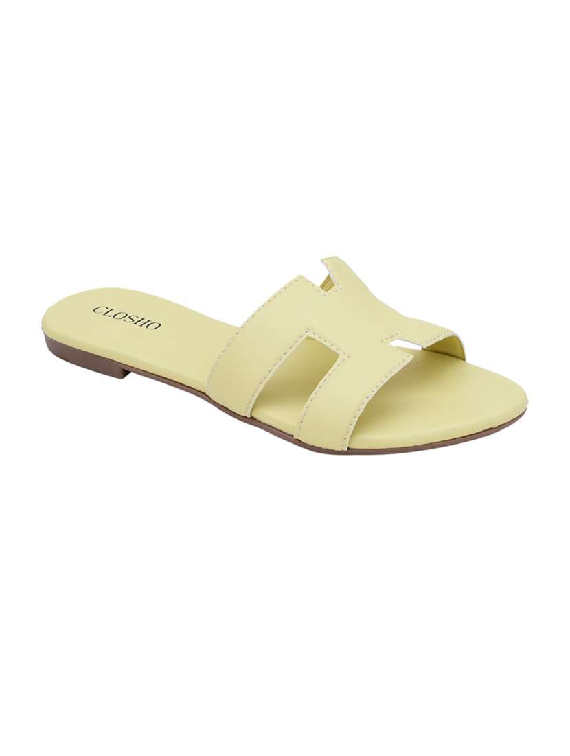 yellow slip on sandal