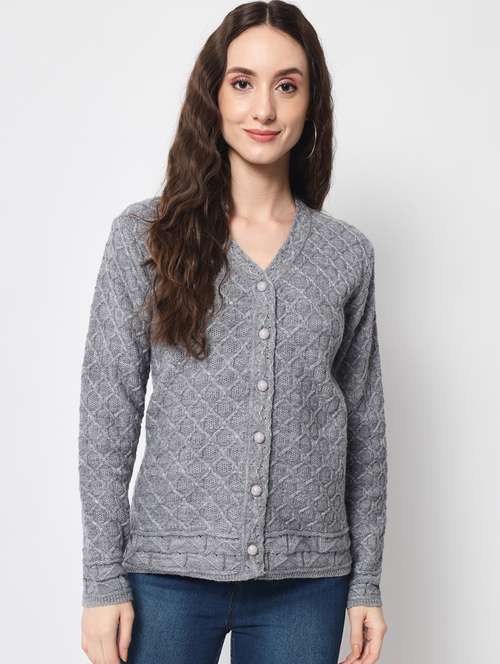 grey solid cardigan - 19064282 - Standard Image - 0