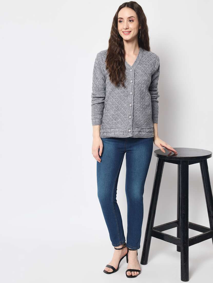 grey solid cardigan - 19064282 - Standard Image - 3