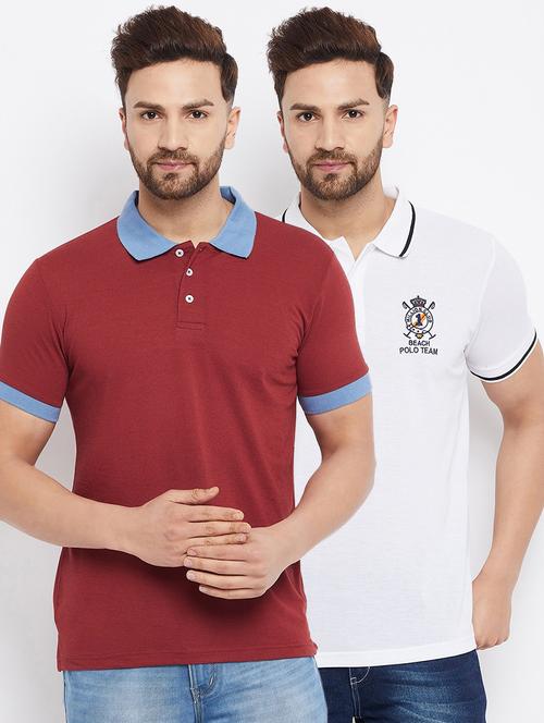 pack of 2 solid polo t shirts - 19082006 - Standard Image - 0