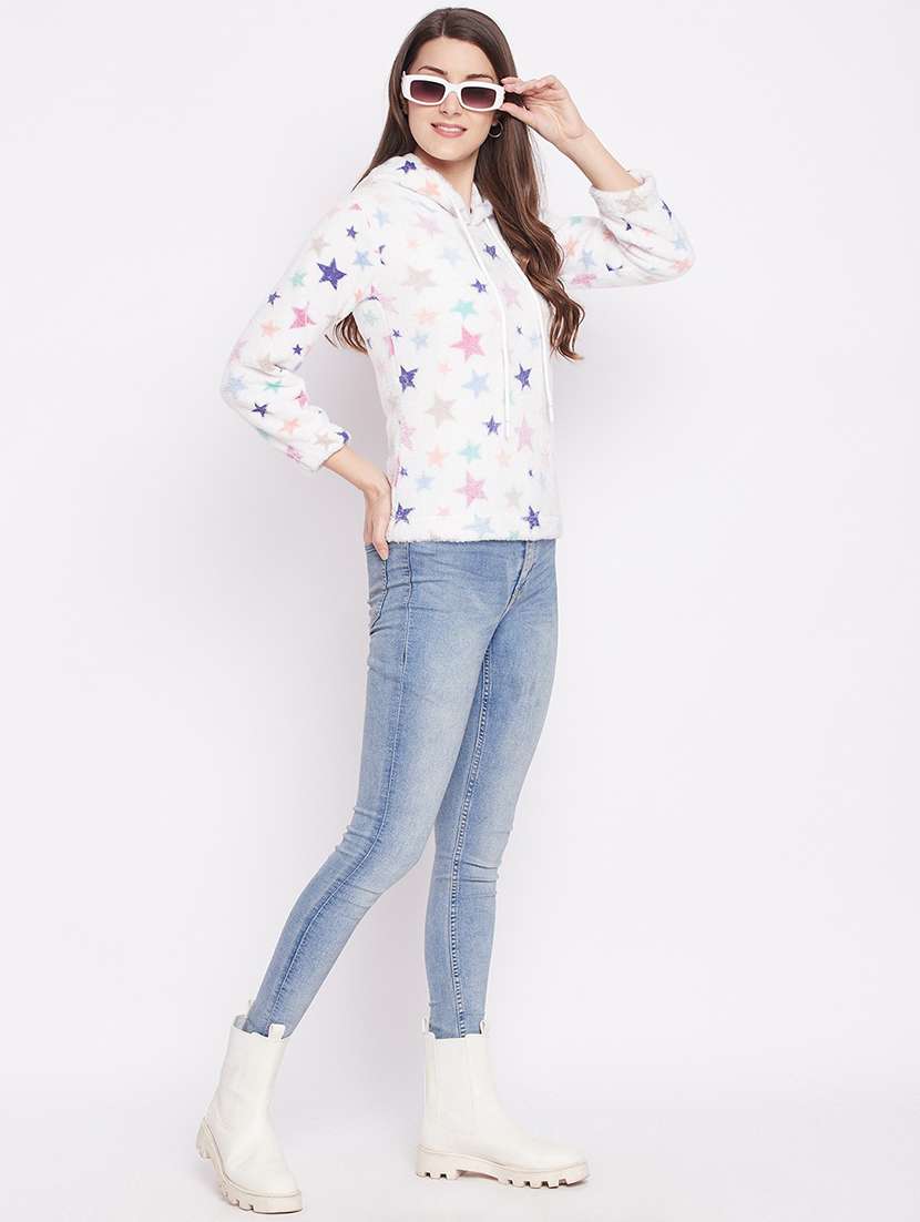 white coloured printed sweatshirt - 19082159 -  Standard Image - 3