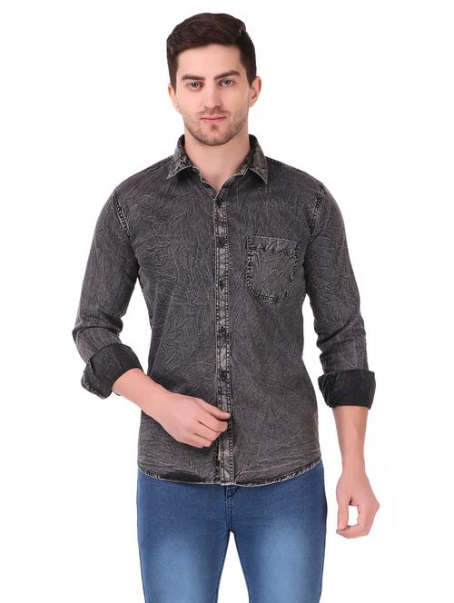 mens self design casual shirt - 19082425 - Standard Image - 0