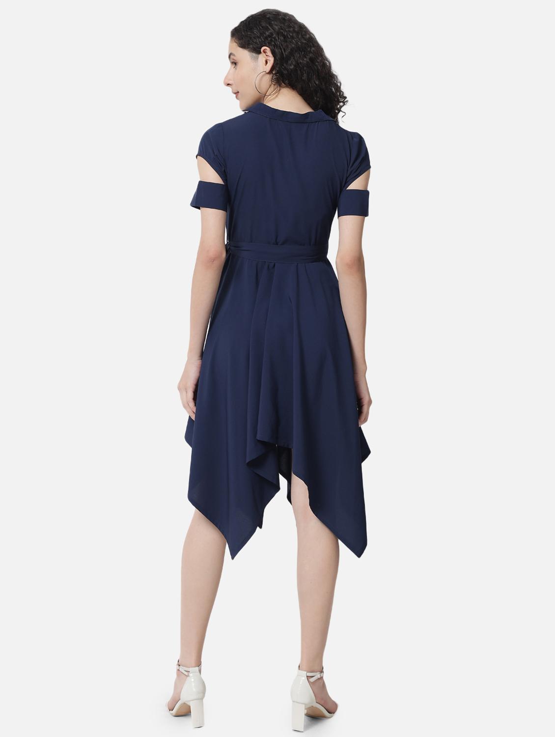 women's asymmetric solid dress - 19082704 - Standard Image - 3