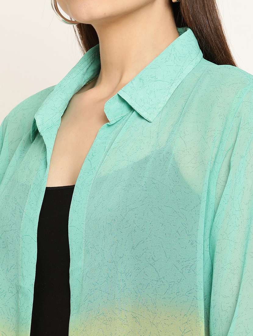 green georgette printed shrug  - 19082911 -  Standard Image - 5