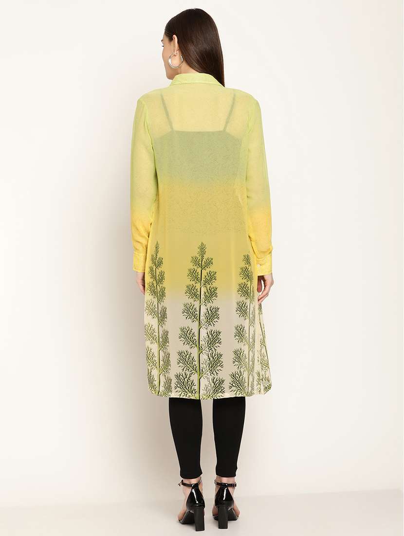 yellow georgette printed shrug  - 19082913 -  Standard Image - 3