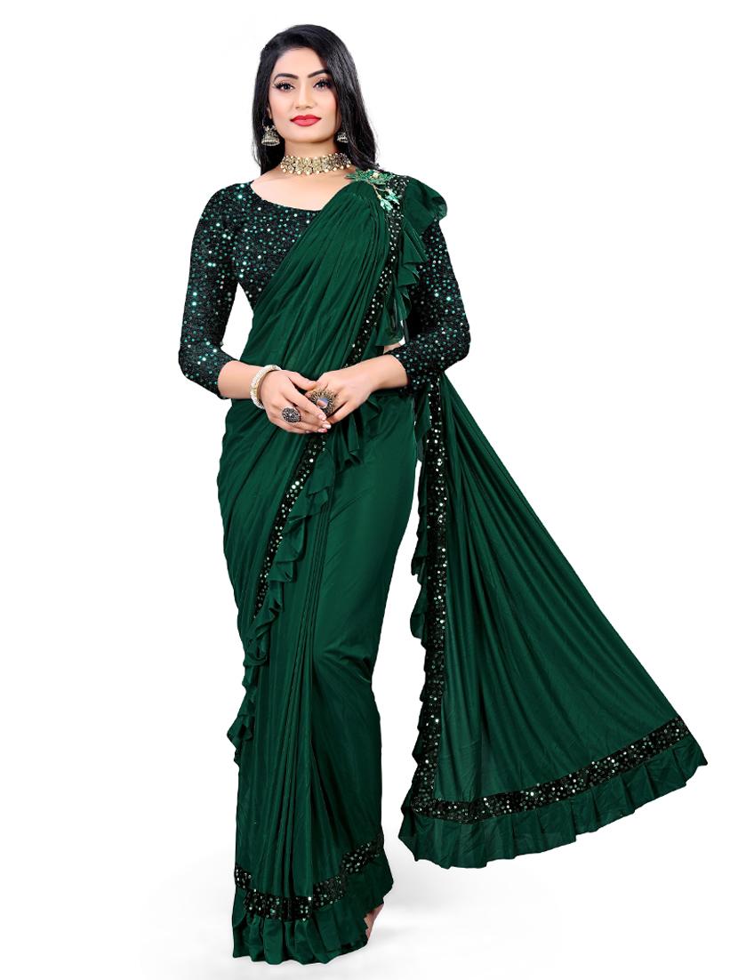 green lycra set saree - 19082934 - Zoom Image - 0