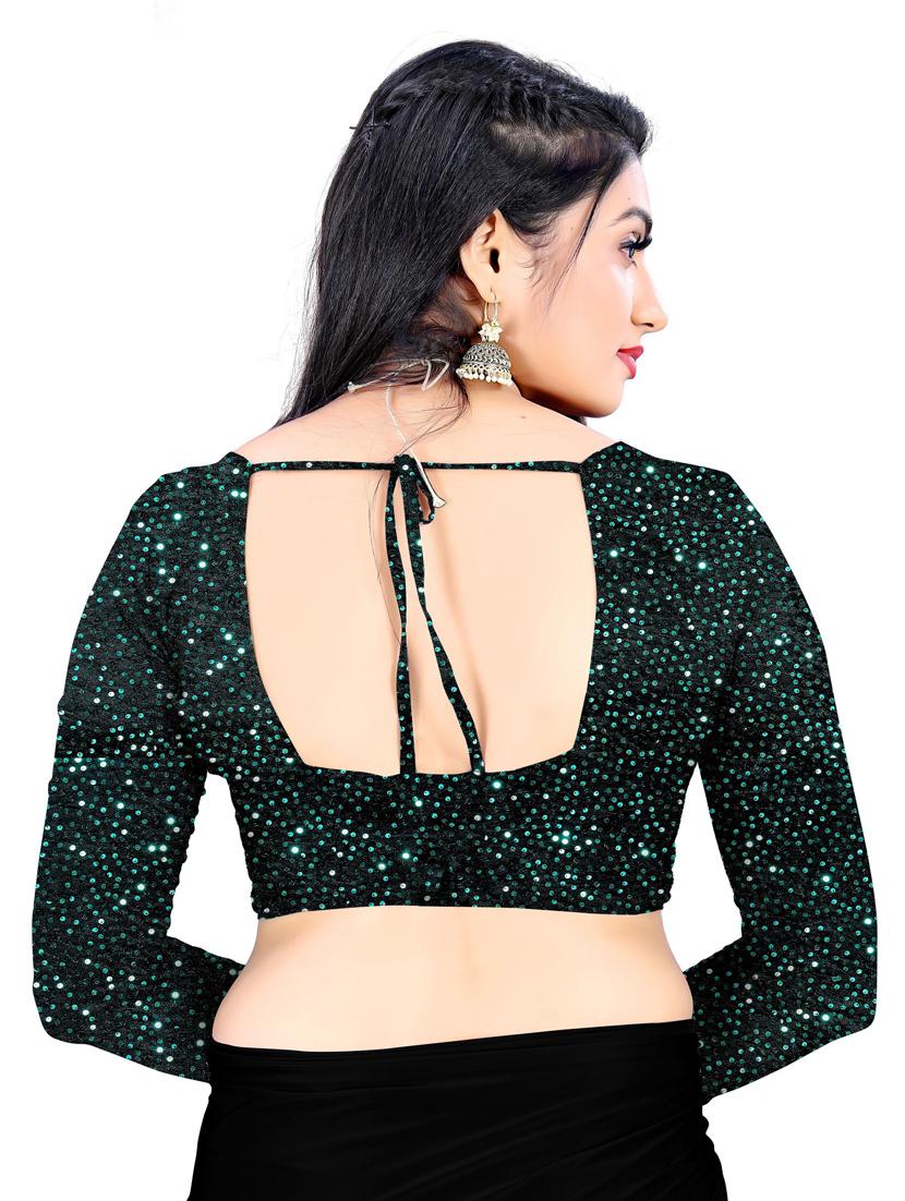 green lycra set saree - 19082934 - Standard Image - 3