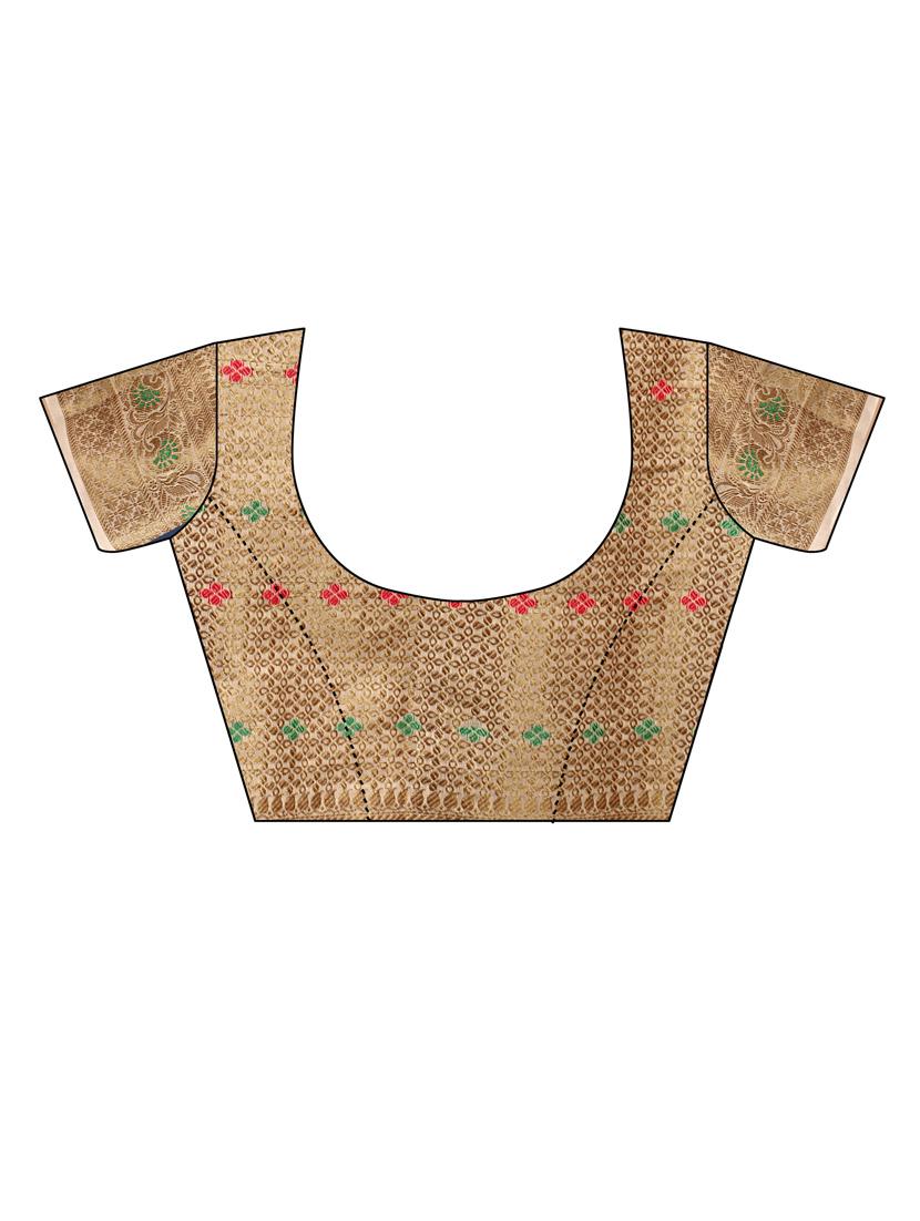 cream cotton silk set saree with blouse - 19082937 - Standard Image - 3