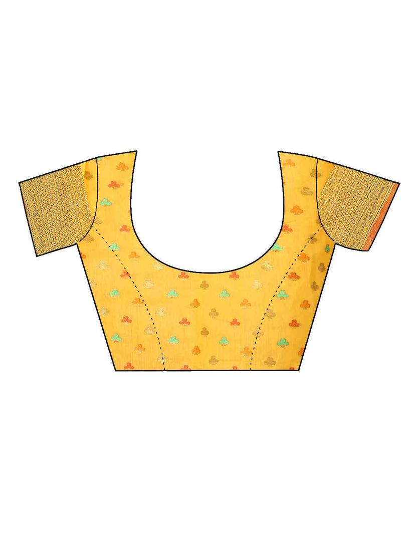 yellow cotton silk set saree with blouse - 19082993 - Standard Image - 3