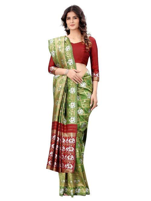 green georgette  set saree - 19083006 -  Standard Image - 0