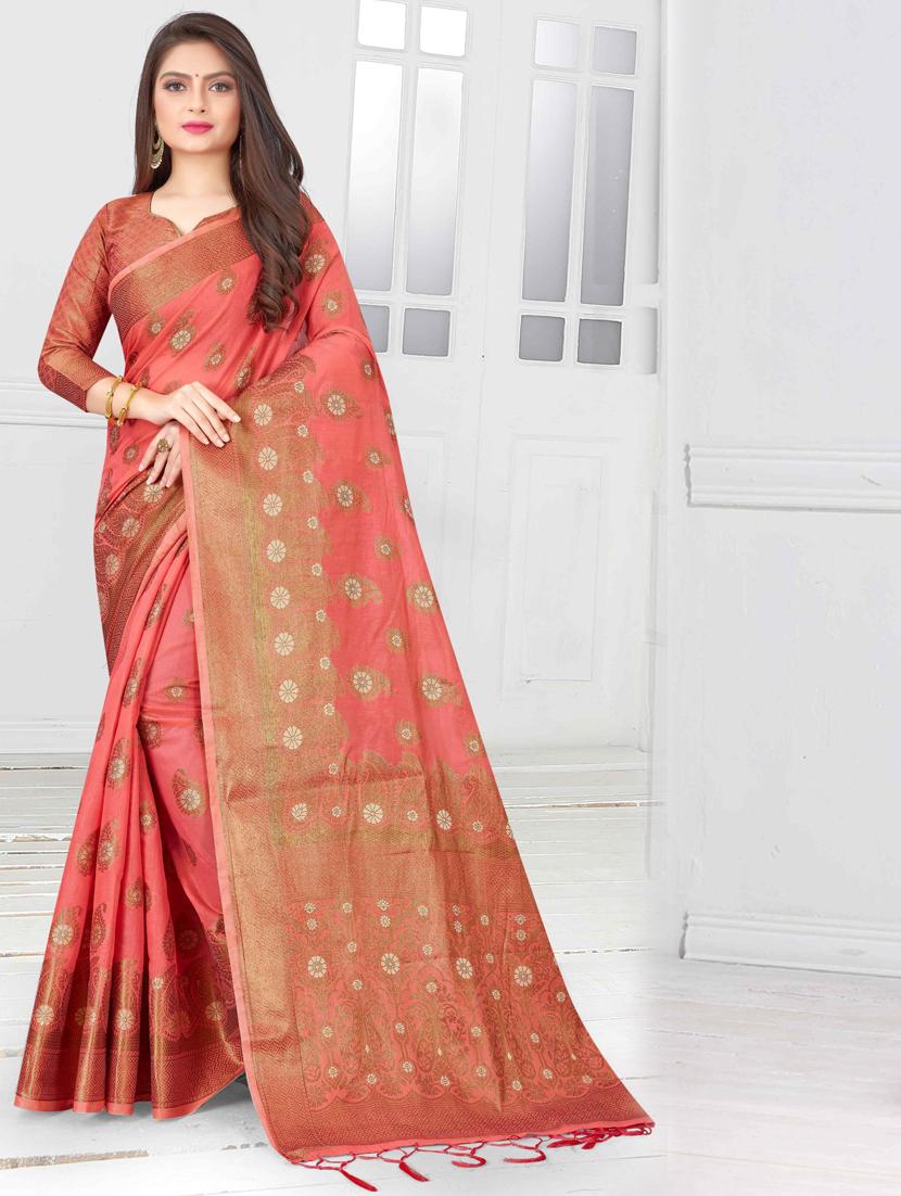 self design woven saree with blouse - 19083059 - Zoom Image - 0