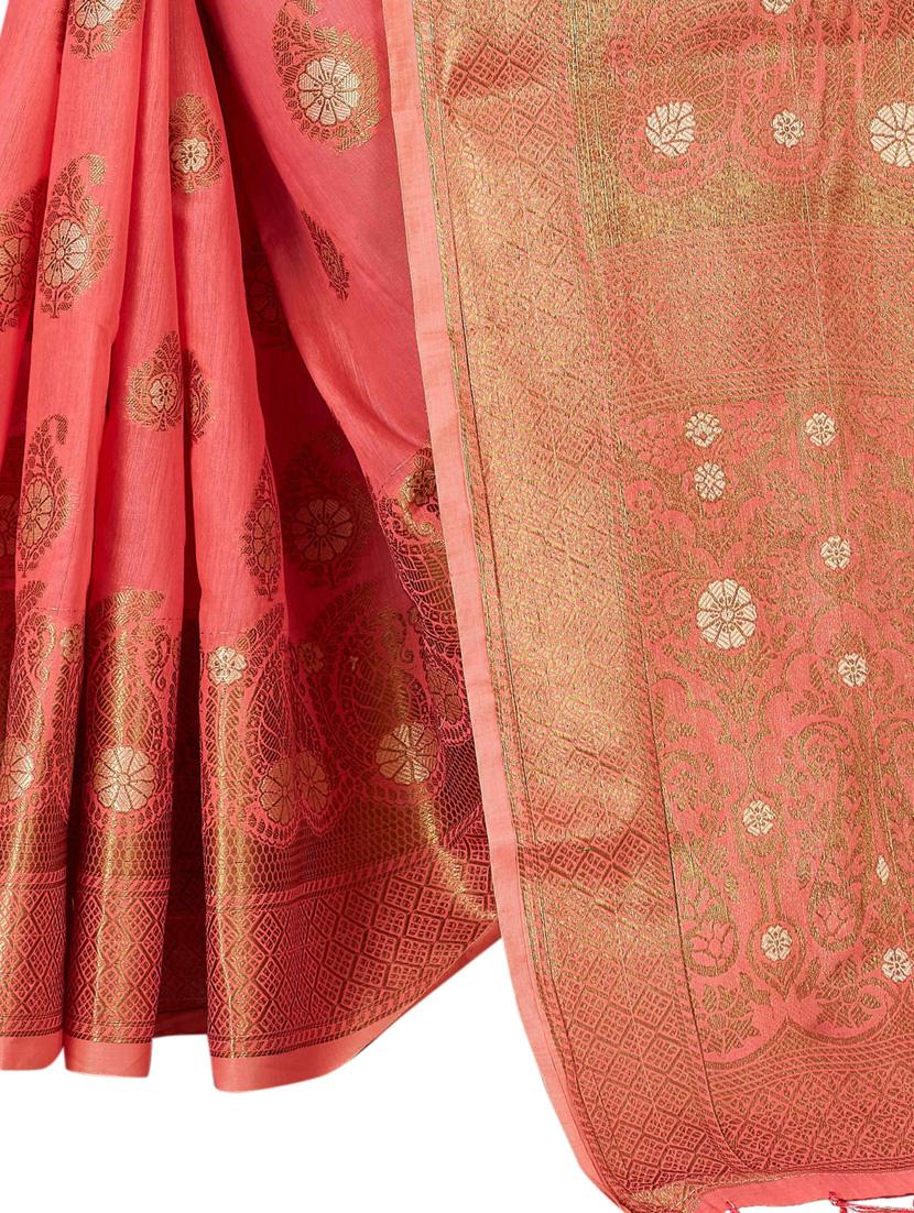 self design woven saree with blouse - 19083059 - Standard Image - 3