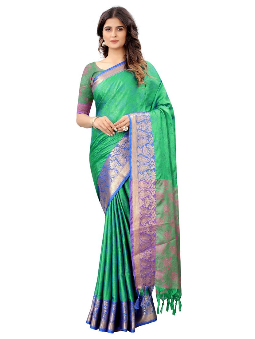 self design woven saree with blouse - 19083061 - Zoom Image - 0