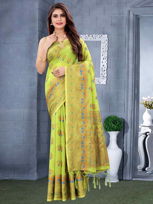 self design zari work woven saree with blouse - 19083079 - Standard Image - 0