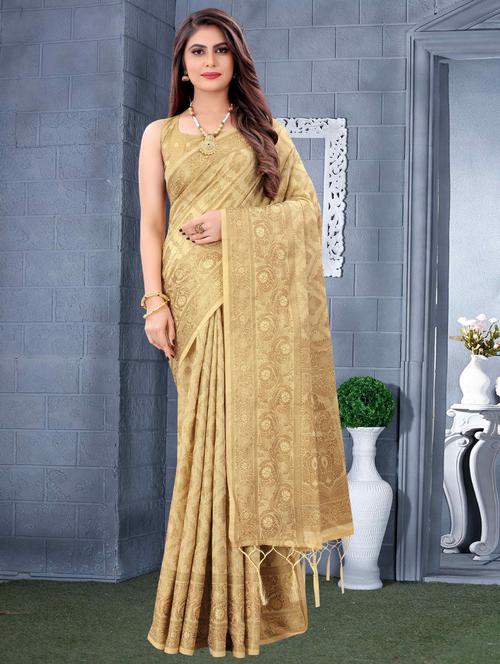 self design zari work woven saree with blouse - 19083084 - Standard Image - 0