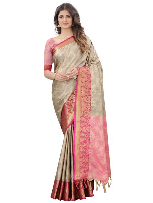 self design zari work woven saree with blouse - 19083088 - Standard Image - 0