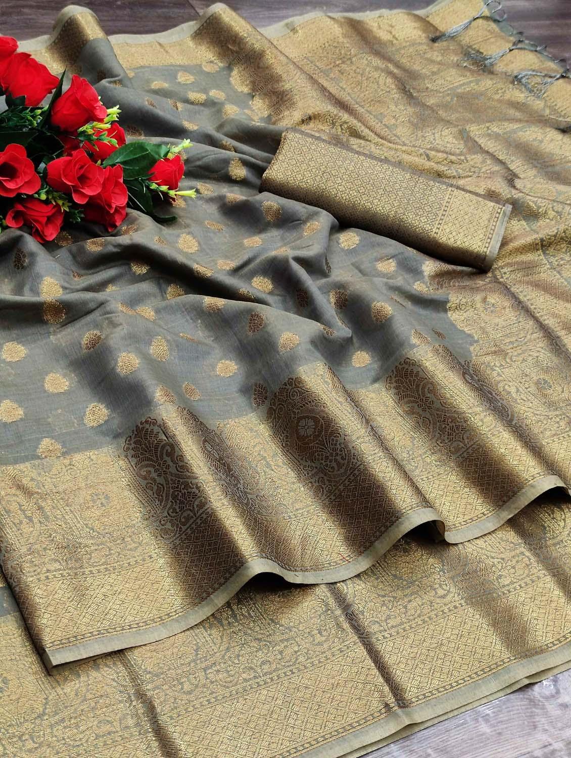 self design zari work woven saree with blouse - 19083133 - Standard Image - 3