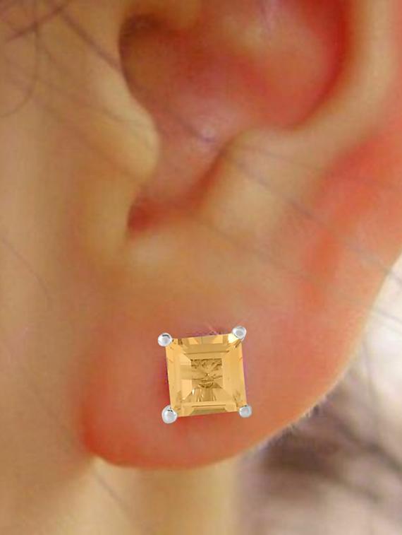 yellow stoned stud earring - 19085229 - Standard Image - 3