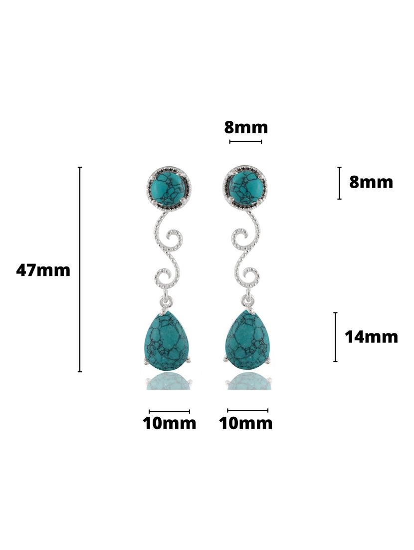 blue silver plated drop earring - 19085231 - Standard Image - 3