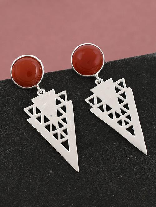 silver plated drop earring - 19085240 - Standard Image - 0